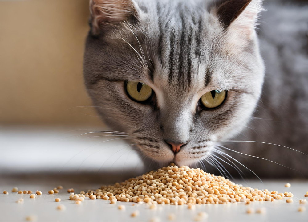 the cat looks at Sesame Seeds photo